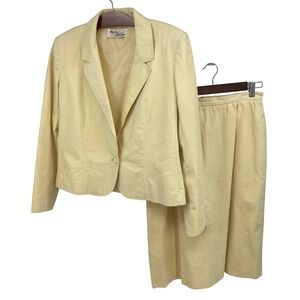 Adolph Schuman Lilli Ann Women's Lg‎ Ultra Suede Skirt Suit Yellow Vintage